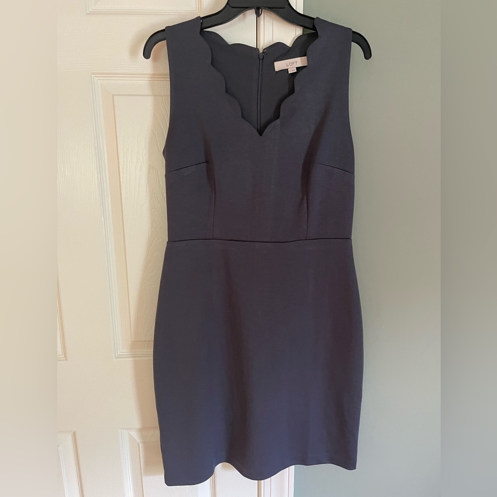 LOFT gray knit sleeveless shift dress